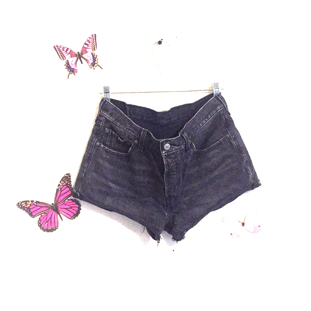 Levi’s Buttonfly , Black Denim Shorts 28
